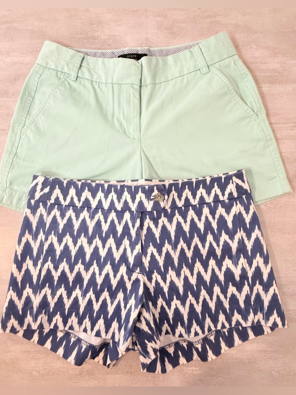 J.Crew Shorts Bundle Size 2 | Mint Chino Shorts & Blue White Stretch Shorts